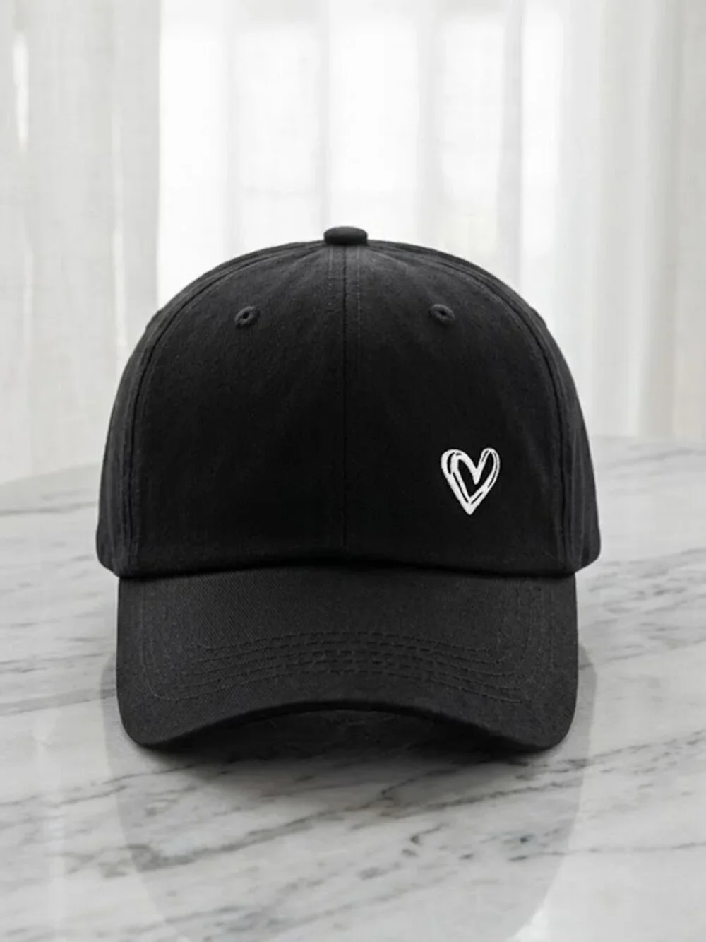 Black Ladies Heart Hat Cap